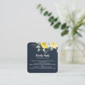 ロマンチックな黄色の水色のバラQRコードネイビーブルー エンクロージャーカード (スタンド正面)