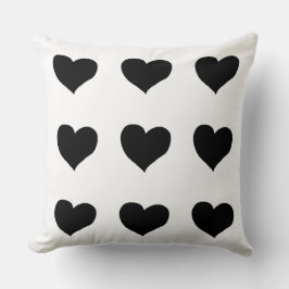 ロマンチックな黒いハート クッション