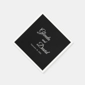 ロマンチックな黒い書道が花開くカスタムウェディング スタンダードカクテルナプキン (角)
