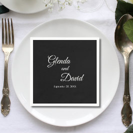 ロマンチックな黒い書道が花開くカスタムウェディング スタンダードカクテルナプキン