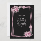 ロマンチックな黒い書道すべて結婚式招待状 招待状 (裏面)