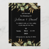 ロマンチックな黒い書道すべて結婚式招待状 招待状 (正面/裏面)