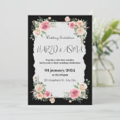 ロマンチックな黒い書道すべて結婚式招待状 招待状 (スタンド正面)