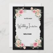 ロマンチックな黒い書道すべて結婚式招待状 招待状 (裏面)