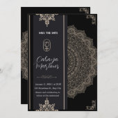 ロマンチックな黒い書道すべて結婚式招待状 招待状 (正面/裏面)