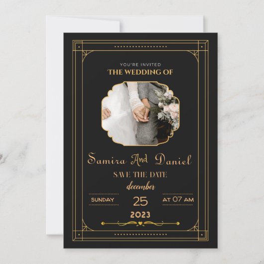 ロマンチックな黒い書道すべて結婚式招待状 招待状 (正面)