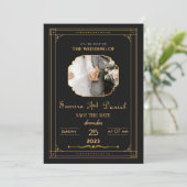 ロマンチックな黒い書道すべて結婚式招待状 招待状 (スタンド正面)