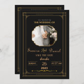 ロマンチックな黒い書道すべて結婚式招待状 招待状 (正面/裏面)