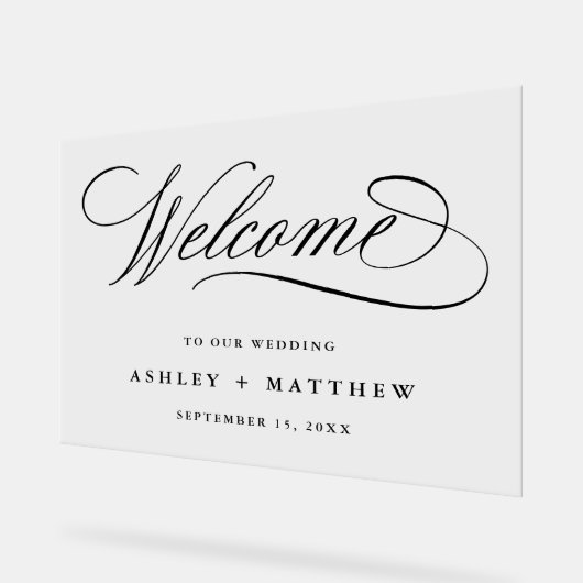 ロマンチックな黒い書道結婚の歓迎 アクリルサイン (傾斜)