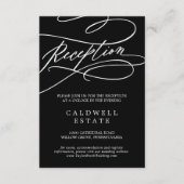 ロマンチックな黒い書道結婚式のレセプション エンクロージャーカード (正面)