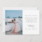 ロマンチックな黒い書道2枚結婚の写真 サンキューカード (裏面)