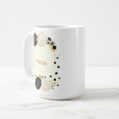ロマンチックな黒と白の花とゴールドの結婚式 コーヒーマグカップ (正面左)