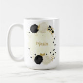 ロマンチックな黒と白の花とゴールドの結婚式 コーヒーマグカップ (左)