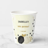 ロマンチックな黒と白の花のゴールド紙コップ 紙コップ (正面)