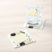 ロマンチックな黒と白の花金ゴールド スクエアペーパーコースター (インサイチュ)