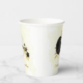 ロマンチックな黒と白の花 ゴールド 紙コップ (右)