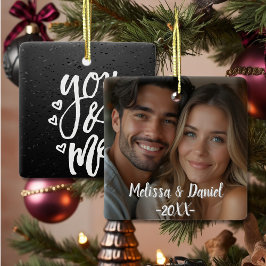 ロマンチックな黒と白You & Meバレンタイン セラミックオーナメント