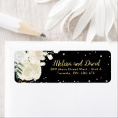 ロマンチックな黒と金ゴールドの冬の結婚式 ラベル (インサイチュ)