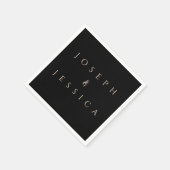 ロマンチックな黒と金ゴールドの書道が盛り スタンダードカクテルナプキン (角)