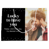 ロマンチックな黒背景バレンタインデーの写真 ラージペーパーバッグ (正面)