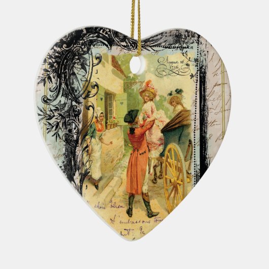 ロマンチックな18世紀のヴィンテージスタイルクリスマス セラミックオーナメント (右)