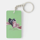 ロマンチックな2ハートキーチェーン キーホルダー (裏面)