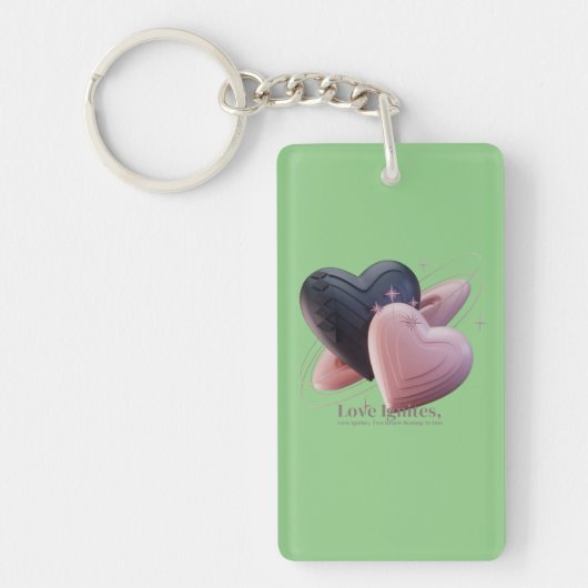 ロマンチックな2ハートキーチェーン キーホルダー (正面)