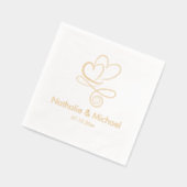 ロマンチックな2ハート名前をカスタムする&日付 箔ナプキン (左)