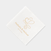 ロマンチックな2ハート名前をカスタムする&日付 箔ナプキン (右)