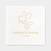 ロマンチックな2ハート名前をカスタムする&日付 箔ナプキン (正面)