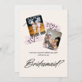 ロマンチックな2枚の写真の伴娘プロポーズカード 招待状 (正面/裏面)