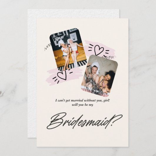 ロマンチックな2枚の写真の花嫁プロポーザルのカード 招待状 (正面/裏面)