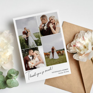 ロマンチックな4の写真のコラージュ結婚をありがとう サンキューカード