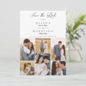 ロマンチックな6枚の写真カップルモダンシックなコラージュ セーブザデート (スタンド正面)