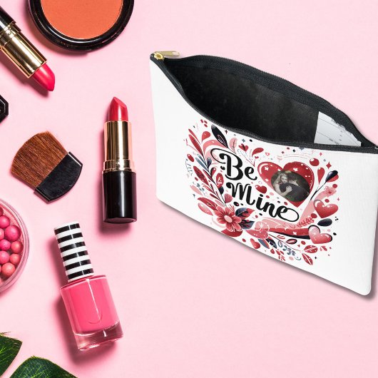 ロマンチックな"ビー峰"引用文ダーク赤いハートボヘミア アクセサリーポーチ