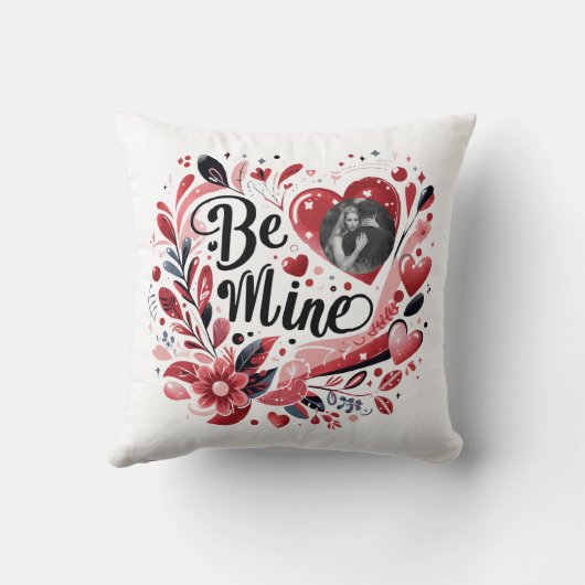 ロマンチックな"ビー峰"引用文ダーク赤いハートボヘミア クッション (裏面)