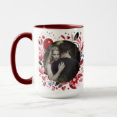 ロマンチックな"ビー峰"引用文ダーク赤いハートボヘミア マグカップ (左)