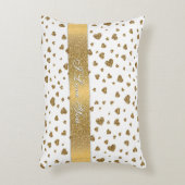 ロマンチックな「愛してる」金ゴールドフェイクグリッターハート アクセントクッション (正面(垂直))