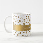 ロマンチックな「愛してる」金ゴールドフェイクグリッターハート コーヒーマグカップ (左)