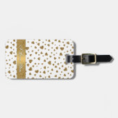 ロマンチックな「愛してる」金ゴールドフェイクグリッターハート ラゲッジタグ (正面横)