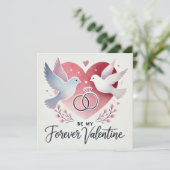 ロマンチックな「永遠のバレンタインにいて」ハトと指輪 シーズンカード (スタンド正面)
