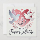 ロマンチックな「永遠のバレンタインにいて」ハトと指輪 シーズンカード (正面)