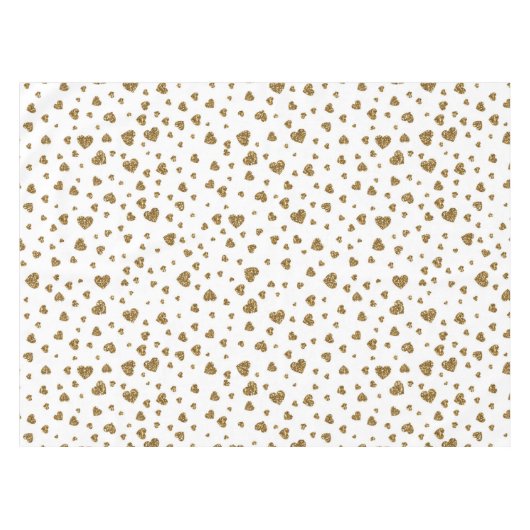 ロマンチックな「私はあなたを愛する」金ゴールドフェイクグリッターハート テーブルクロス (正面(横))