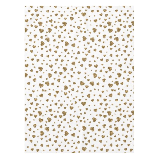 ロマンチックな「私はあなたを愛する」金ゴールドフェイクグリッターハート テーブルクロス (正面)