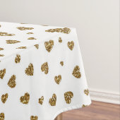 ロマンチックな「私はあなたを愛する」金ゴールドフェイクグリッターハート テーブルクロス (インサイチュ)