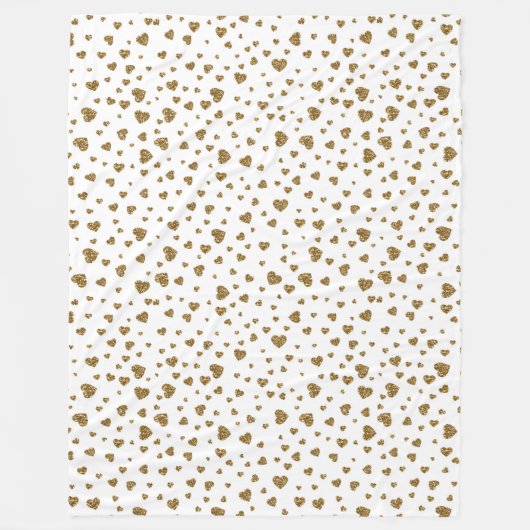ロマンチックな「私はあなたを愛する」金ゴールドフェイクグリッターハート フリースブランケット (正面)