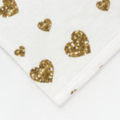 ロマンチックな「私はあなたを愛する」金ゴールドフェイクグリッターハート フリースブランケット (角)