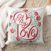 ロマンチックな「All My Love」フローラ枕 – 完璧なG クッション (ブランケット)