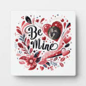 ロマンチックな"Be Mine"引用文写真赤いハートボヘミア フォトプラーク (正面)