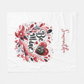 ロマンチックな"Be Mine"引用文写真赤いハートボヘミア フリースブランケット (正面(横))